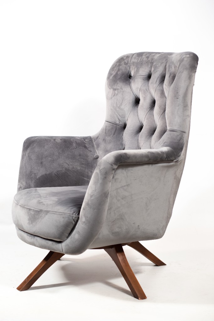 Fauteuil velours gris livré